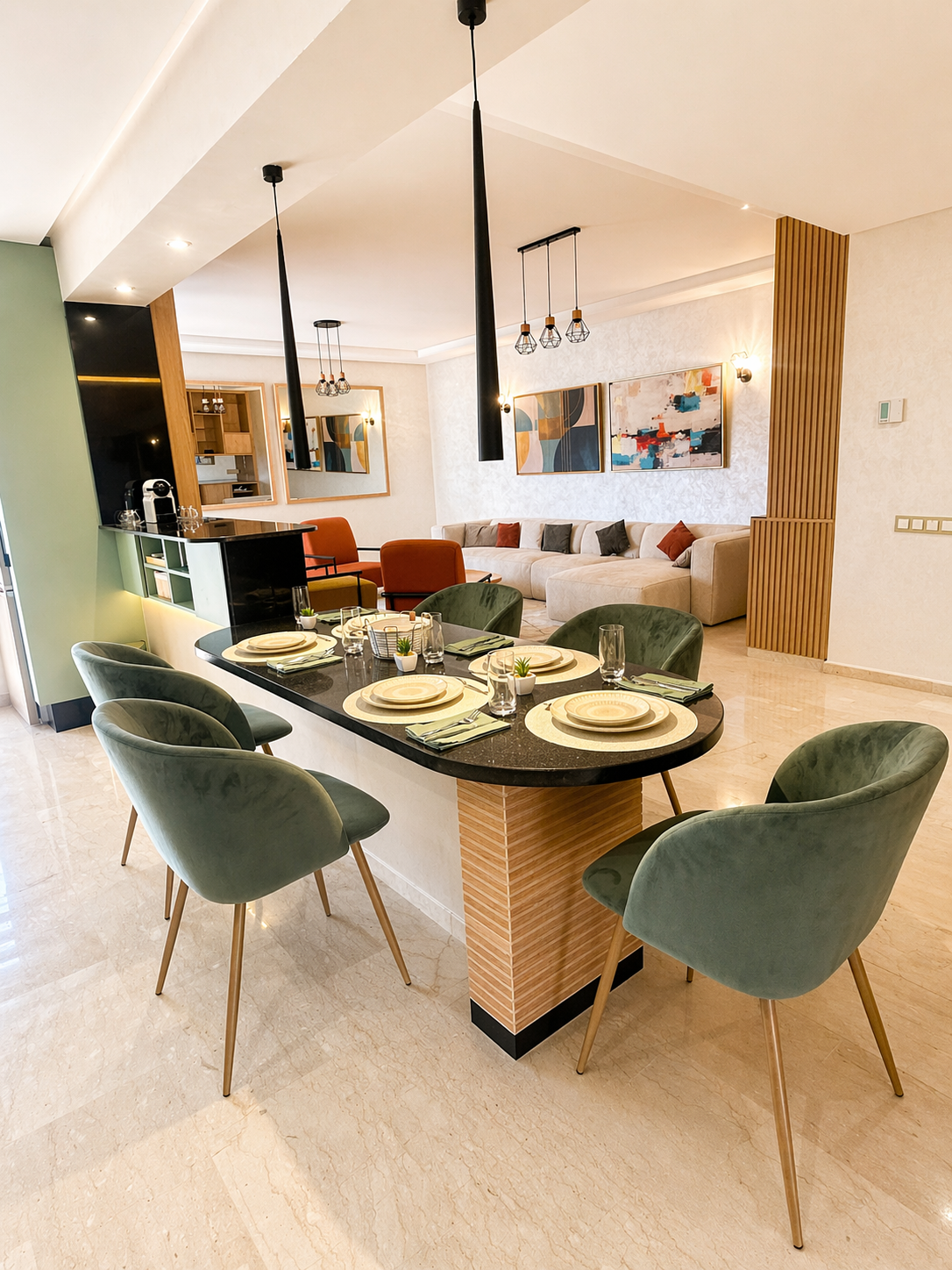 Salon cosy appartement vacances Agadir Maroc